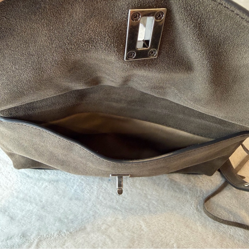 Rebecca Minkoff Darren Top Zip Shoulder Bag – Taupe Suede Leather Retail $350 - Picture 7 of 8